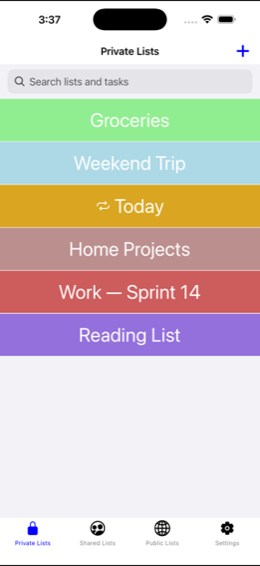 ListBud lists in light mode